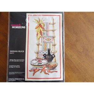 VTG Monarch Horizons Indian Rugs Cross Stitch Roger Reinardy Native American USA